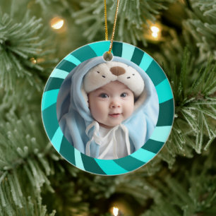 Moderne Swirl FROHE WEIHNACHTEN INDIVIDUELLES FOTO Keramik Ornament