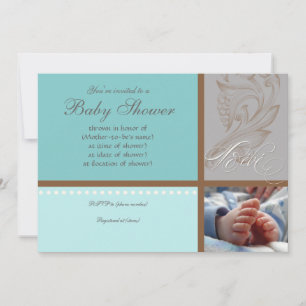 Moderne Swirl n Polka Dot - Baby Boy Einladung zur