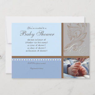 Moderne Swirl n Polka Dot - Baby Boy Einladung zur