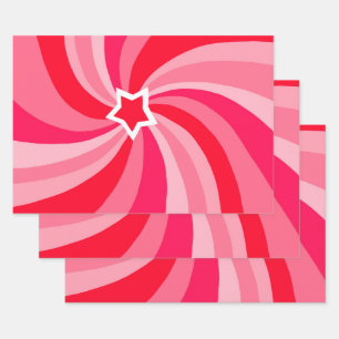 Moderne Swirl Stern Rot Pink Set von  Geschenkpapier Set