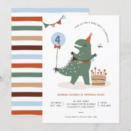 Moderne T-Rex Dinosaur Geburtstagsparty Einladung