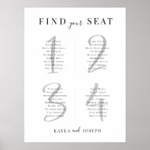 Moderne Tabelle 4 Sitzkarten für Hochzeitsbrett