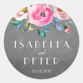 Moderne Tafel rustikale Blumenaufkleber Runder Aufkleber