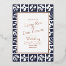 Moderne Talavera Navy Blue Wedding gepresst