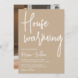 Moderne Tan & White Housewarming Einladung