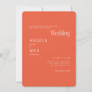 Moderne Tangerine Hochzeit ohne Eltern Einladung