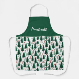 Moderne Tannenwaldbaummuster Weihnachten Schürze