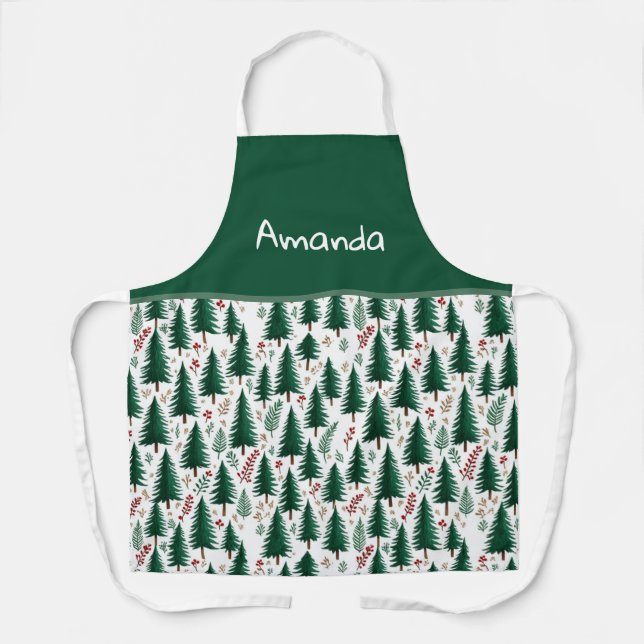 Moderne Tannenwaldbaummuster Weihnachten Schürze (Vorderseite)