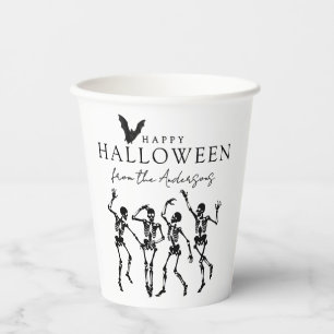 Moderne tanzende Skelette Frohes Halloween Pappbecher