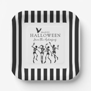 Moderne tanzende Skelette Frohes Halloween Pappteller
