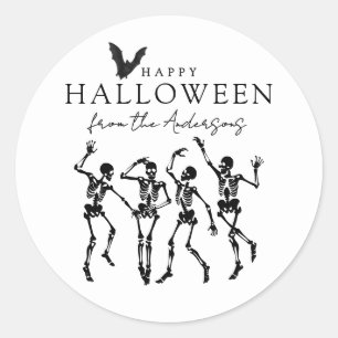 Moderne tanzende Skelette Frohes Halloween Runder Aufkleber