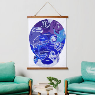 Moderne Tapisserie aus Holz mit Wandbezug. Wandteppich Mit Holzrahmen