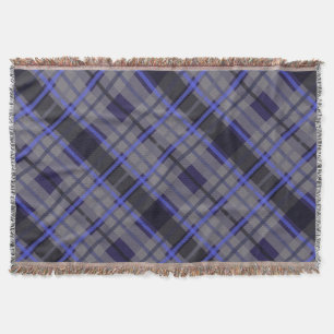 Moderne Tartan Blau Grau Schwarz Muster Decke