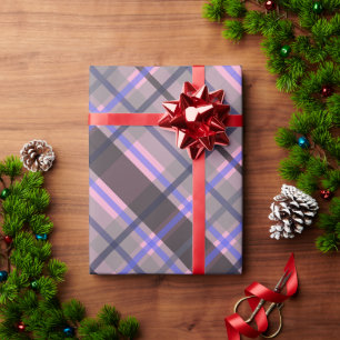 Moderne Tartan Blau Pink Schwarz Muster Geschenkpapier