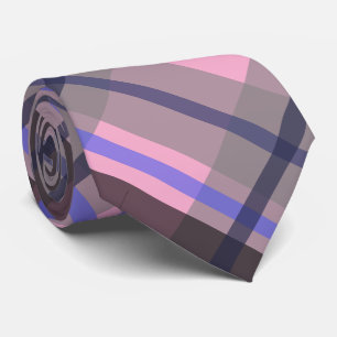 Moderne Tartan Blau Pink Schwarz Muster Krawatte