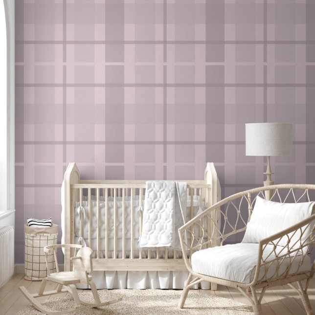 Moderne Tartan Pastell Rosa Muster Tapete (Kinder)