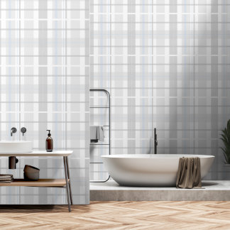 Moderne Tartan Pastellgrau Muster Tapete