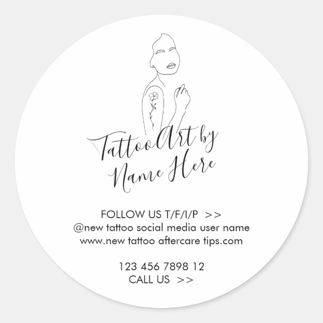 Moderne Tattoo-Kunst-Schrift-Typografie Runder Aufkleber (Vorderseite)