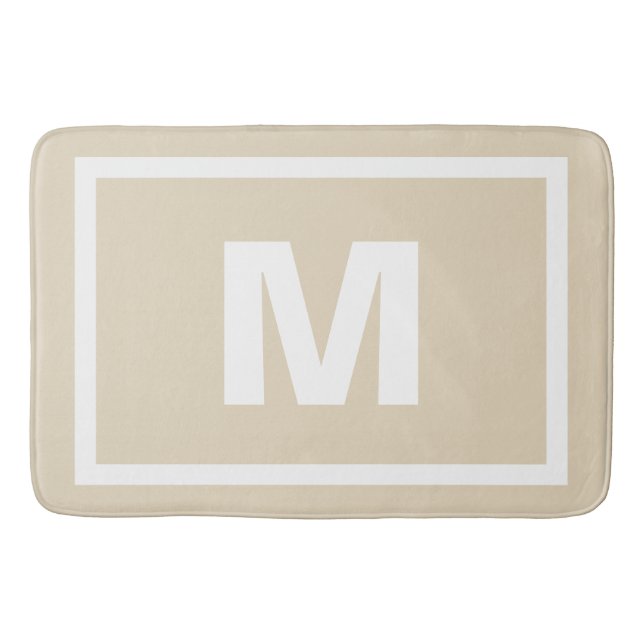 Moderne Taue, einfache Weiße Rahmen und Monogramm- Badematte (Vorderseite)