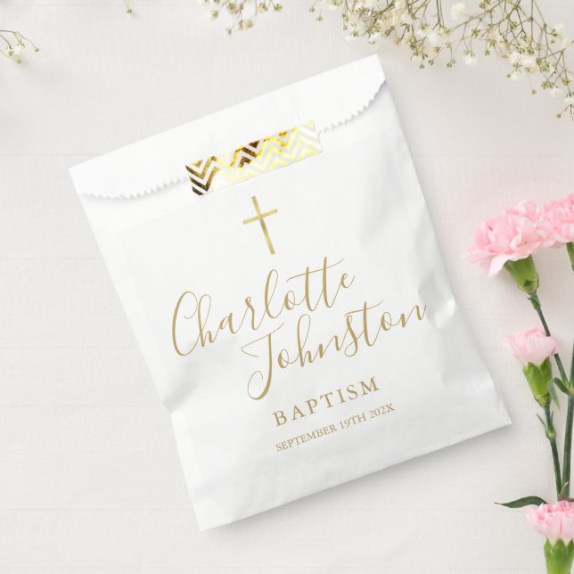 Moderne Taufe Christening Golden Signature Gefalle Geschenktütchen (Versiegelt)