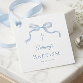 Moderne Taufgeschenk-Anhänger mit blauem Band Geschenkanhänger
