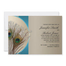 Moderne Taupe-Aqua-Pfau-Hochzeits-Einladung