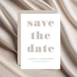 Moderne Taupe Beige Typografie Hochzeit Save The Date