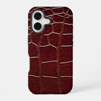 Moderne Taupe Croc Leather Textur iPhone 16 Hülle