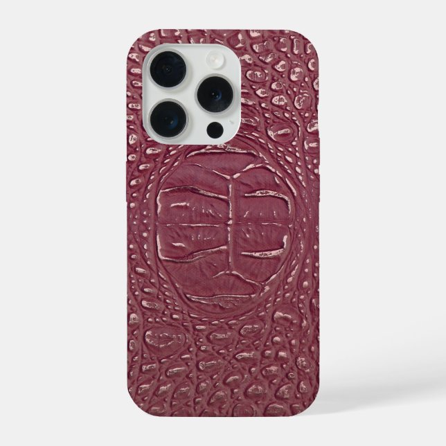 Moderne Taupe Croc Leather Textur iPhone Hülle (Rückseite)