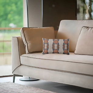 Moderne Taupe Denim und Rost Lendenkissen
