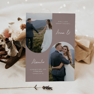 Moderne Taupe Foto Arch Wedding Save The Date