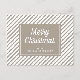 Moderne Taupe-gestreifte Weihnachten Postkarte