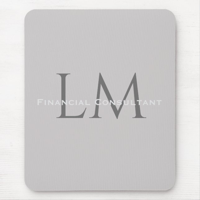 Moderne Taupe-Grau-Monogramm-Arbeitsplatz-Akzente Mousepad (Vorne)
