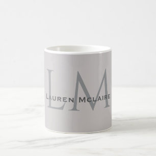 Moderne Taupe-Grau-Monogramm Büro-Stil Kaffeetasse