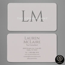 Moderne Taupe-Grau Monogramm Visitenkarte