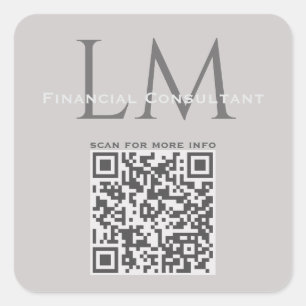 Moderne Taupe-Grau-QR-Code-Unternehmensmarke Quadratischer Aufkleber