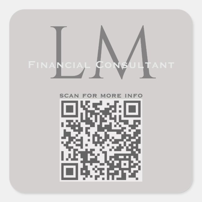 Moderne Taupe-Grau-QR-Code-Unternehmensmarke Quadratischer Aufkleber (Vorderseite)