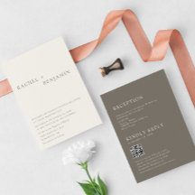 Moderne Taupe Minimalistische Hochzeit 2-seitiger