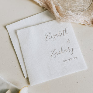Moderne Taupe Schrift Hochzeit Serviette