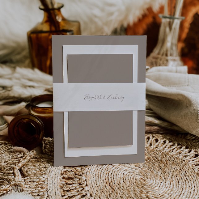 Moderne Taupe Script Wedding Einladungsbanderole (Von Creator hochgeladen)