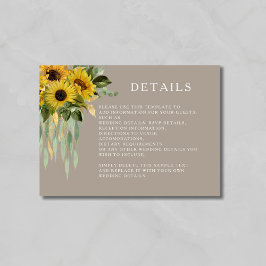 Moderne Taupe Sonnenblumen Hochzeitsstimmung Begleitkarte