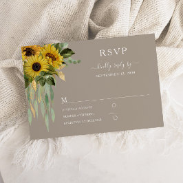 Moderne Taupe Sonnenblumenhochzeit RSVP Karte