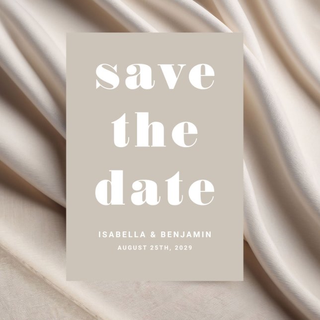 Moderne Taupe Typografy Wedding Save The Date (Taupe Beige Modern Typography Wedding Save The Date)