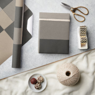 Moderne Taupe- und Charcoal-Geometrie Geschenkpapier