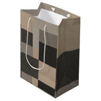 Moderne Taupe- und Charcoal-Geometrie Mittlere Geschenktüte