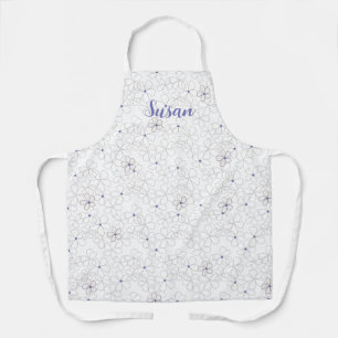 Moderne Taupe Weiße Blume mit Periwinkle Schürze