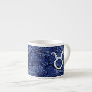 Moderne Taurus Zodiac signieren blaue blaue Camouf Espressotasse