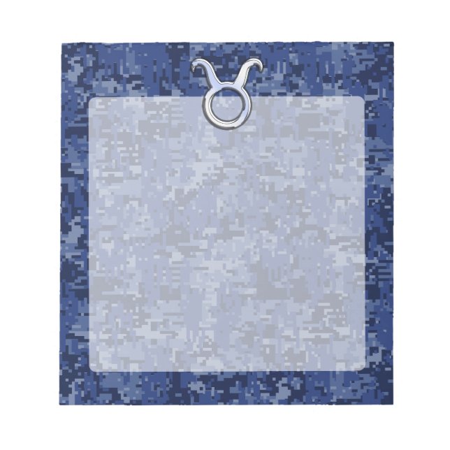 Moderne Taurus Zodiac signieren blaue blaue Camouf Notizblock (Vorderseite)
