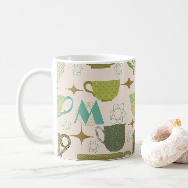 Moderne Teacup Monogram Tasse Mitte des Jahrhunder (Mit Donut)