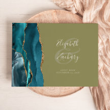 Moderne Teal-Achat-Gold-Schrift Olivgrün